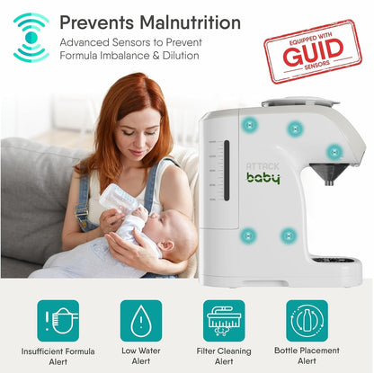 Formula Maker Machine - Upgraded Accurate WiFi Formula Dispenser with Inbuilt Sensors to Prevent Malnutrition - Instant Heating & Automatic Mixing - Quick Warm Bottle (White)