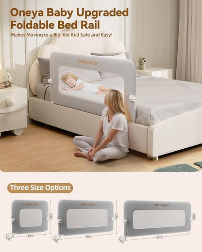 Baby Bed Rail Guard, 48in Thickened Toddler Bed Rail for Toddlers, Extral Tall Swing Down Child Safety Side Railing Guards with Reinforced Anchor for Twin, Full, Queen, King Bunk Size Bed, Grey, 27”H