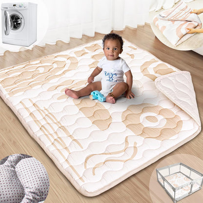 Baby Play Mat, 50x50 Playpen Mat with Super Soft Touch, Activity Mats with Upgraded Anti-Slip Bottom, Machine Washable Crawling Mats for Floor & Picnic (Animal Alphabets)