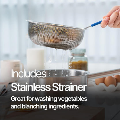 316 Stainless Steel 2.3 Quart Sauce Pan Baby Food Maker with Steamer Basket, Strainer & Lid, 3-in-1 Multi-Function Pot, 5-Ply Induction Cookware, Dishwasher & Oven Safe
