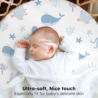 Baby Bedside Bassinet Sheets Girl, 33”x20” Compatible with Baby Delight Dream On Me & Most Rectangle Bedside Sleeper Bassinet Mattress, Super Soft Microfiber Pink Butterfly Flower