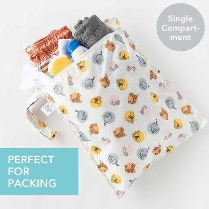 Bumkins Disney Waterproof Wet Bag for Baby, Travel, Swim Suit, Cloth Diapers, Pump Parts, Pool, Gym Clothes, Toiletry, Strap to Stroller, Daycare, Zip Reusable Bag, Packing Pouch, Winnie the Pooh