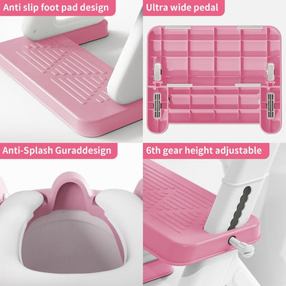Potty Training Toilet Seat with Step Stool Ladder for Boys and Girls, 2 in 1 Potty Training Toilet, Splash Guard Anti-Slip Pad Step Stool（Gray-White) Pedal Upgrade