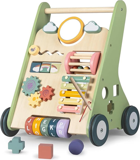 Bautia Wooden Baby Walker, Montessori Walker for Babies 6-12 Months, Push Walking Toys for 1 Year Old Learning to Walk