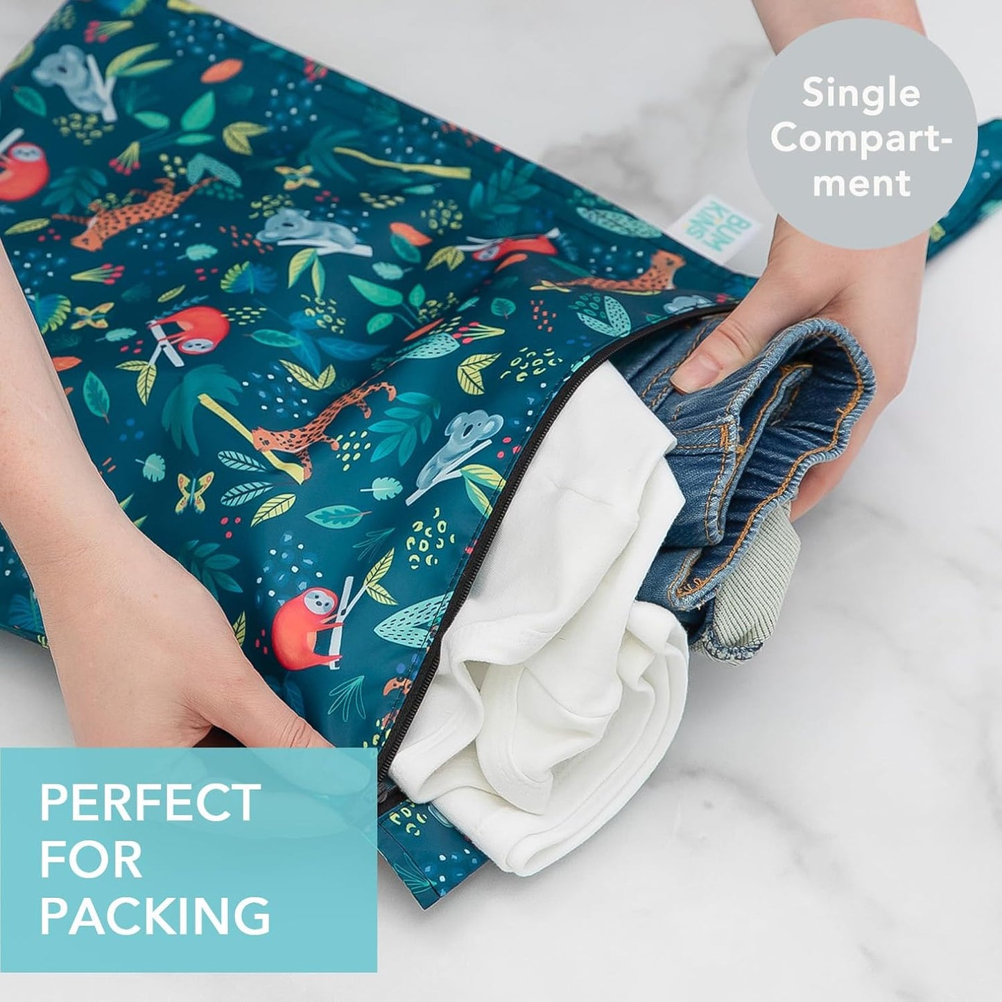 Bumkins Disney Waterproof Wet Bag for Baby, Travel, Swim Suit, Cloth Diapers, Pump Parts, Pool, Gym Clothes, Toiletry, Strap to Stroller, Daycare, Zip Reusable Bag, Packing Pouch, Winnie the Pooh