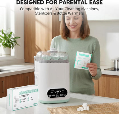 Baby Bottle Washer Detergent Tablets, 150 Count Fast-Dissolving Gentle Formula, Removes Milk Residue Grease & Odor, Compatible with All Brands, for Washer Sterilizer Dryer