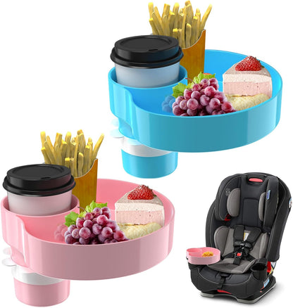 [2 Packs] Kids Car Seat Tray, Travel Tray with Cup Holder for Toddler Baby, Kids Car Seat Food Snack Organizer for Road Trip, Stroller snack Organizer Travel Must Haves Toddler Must Haves (Black)