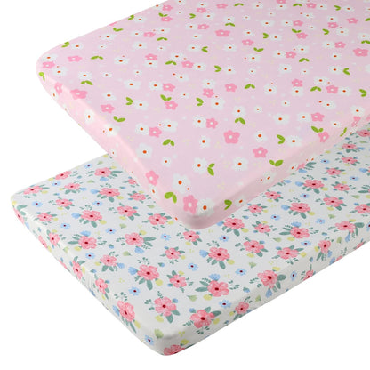 Onacosht Pack and Play Sheets 3 Pack for Baby Boy, Stretchy Jersey Knitted Portable Mini Crib Sheets Playard Mattress Cover, Woodland Animal Elephant Fox Lion Bear Giraffe Zebra Printing