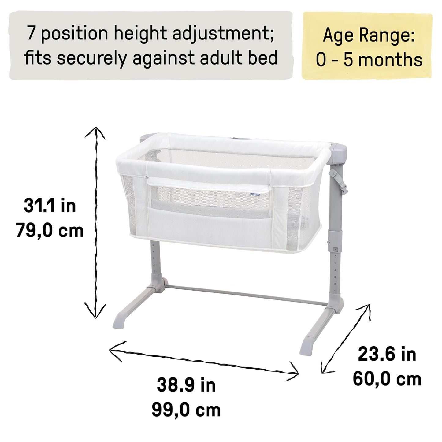 Ingenuity Dream Hero Starlight 3-in-1 Co-Sleeping Bassinet and Crib - Lume (Grey), Unisex, Newborn to 12 Months