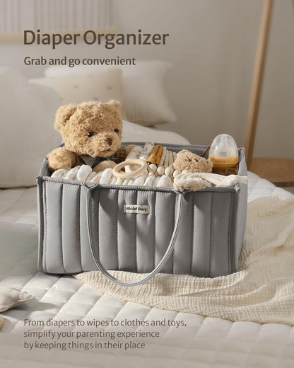 Blissful Diary Baby Diaper Caddy Organizer, Stylish Storage Basket for Newborn Essentials and Diaper Station, Gift for Baby Shower and Registry Must-Have, Mocha Brown