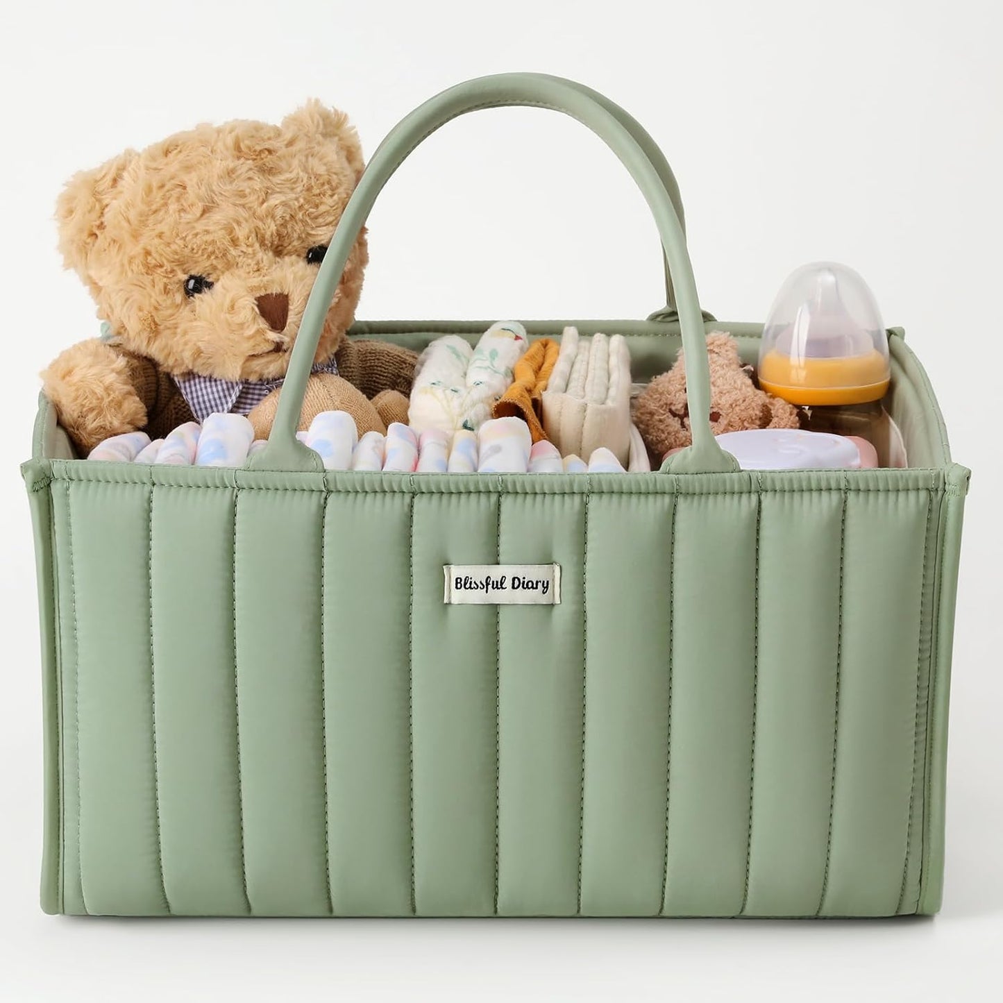 Blissful Diary Baby Diaper Caddy Organizer, Stylish Storage Basket for Newborn Essentials and Diaper Station, Gift for Baby Shower and Registry Must-Have, Mocha Brown