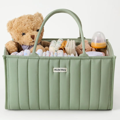 Blissful Diary Baby Diaper Caddy Organizer, Stylish Storage Basket for Newborn Essentials and Diaper Station, Gift for Baby Shower and Registry Must-Have, Mocha Brown