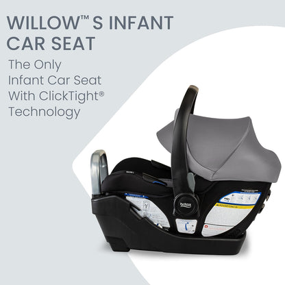 Britax Willow SC Infant Car Seat, Rear Facing Car Seat with Alpine Base, ClickTight Technology, RightSize System, Pindot Stone