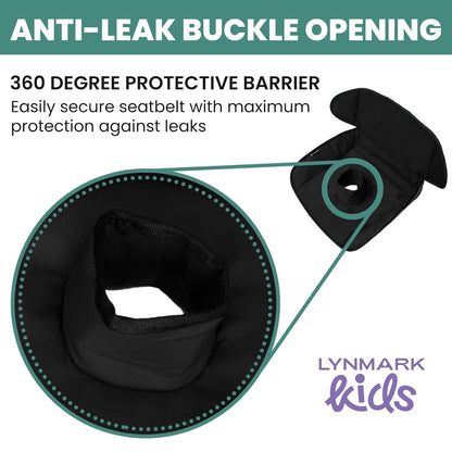 Lynmark® 2x Potty Training Car Seat Protector for Child Car Seat- Waterproof Soft Car Seat Piddle Pads for Toddlers, Baby- Travel-Friendly Washable Liner for Spills, Nappy Leak, Accident- Grey & Black