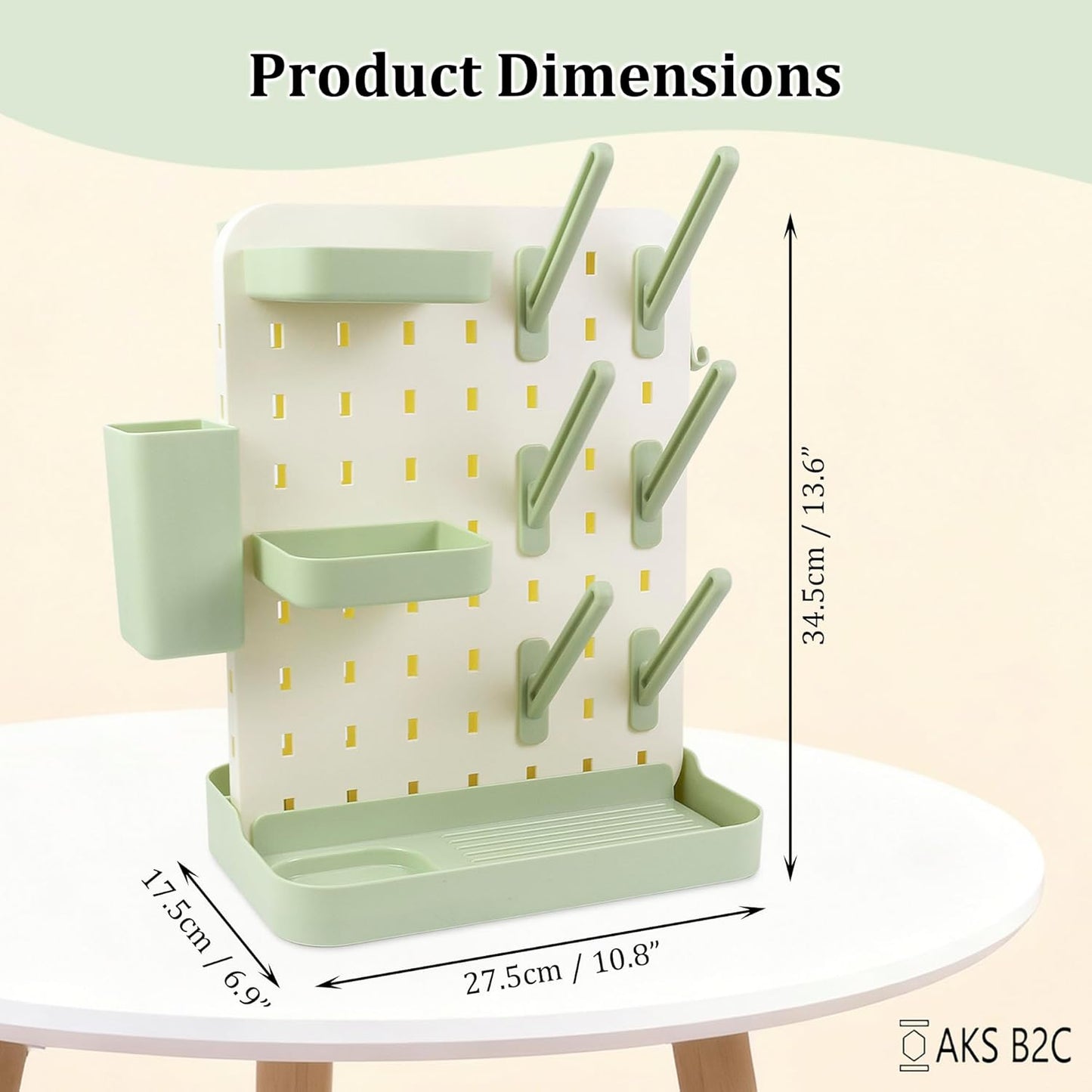 Baby Bottle Drying Rack Space Saving Countertop Vertical Rack with Brushes Holder (Pink)