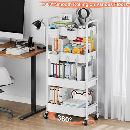 3 Tier Rolling Cart Metal with Lockable Wheels, Pink Three Tiered Diaper Caddy Cart Organizer on Wheels, Storage Utility Trolley Carts for Craft, Art, Nail, Lash, Baby Supplies, Cleaning, Mesh