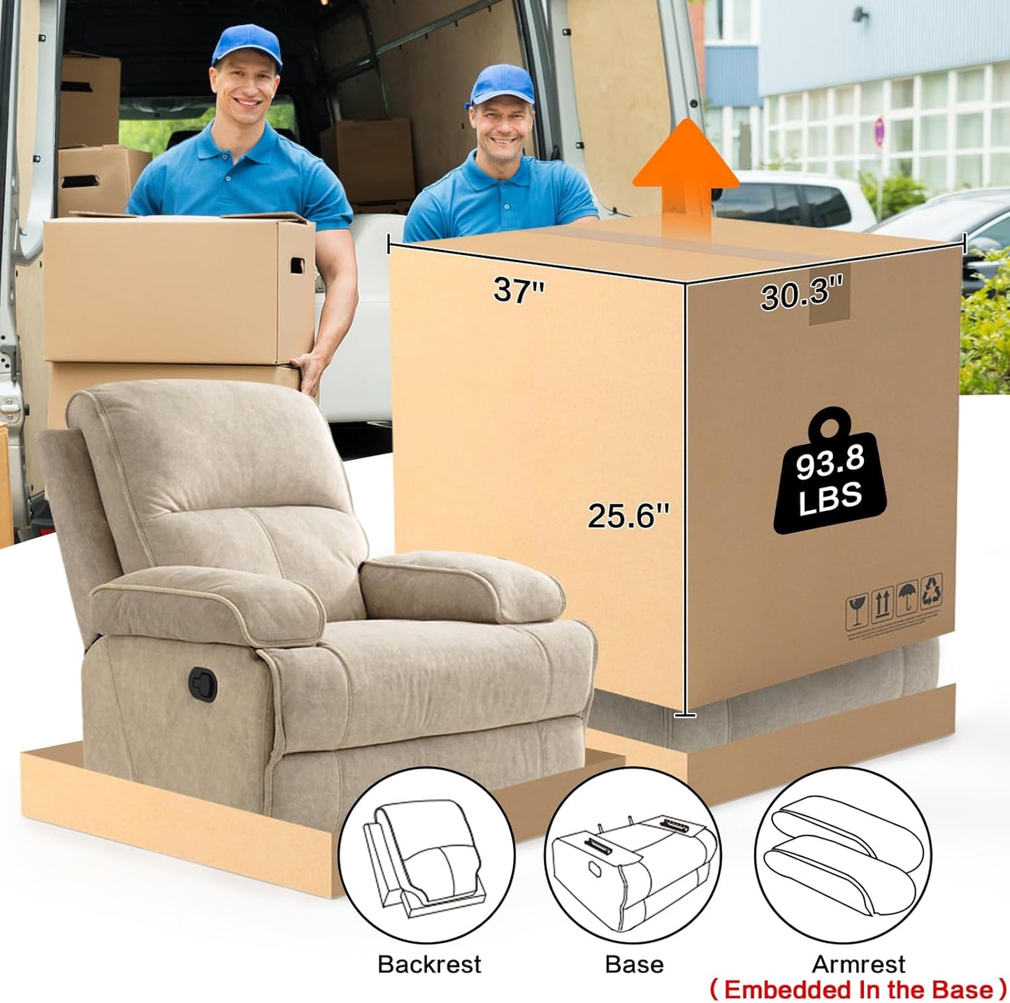 Swivel Rocker Recliner Chair for Adults, High Back Fabric Recliner with Deep Seat, Manual Glider for Living Room & Nursery, Grey