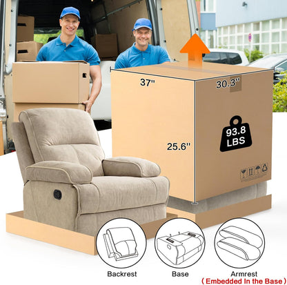 Swivel Rocker Recliner Chair for Adults, High Back Fabric Recliner with Deep Seat, Manual Glider for Living Room & Nursery, Grey