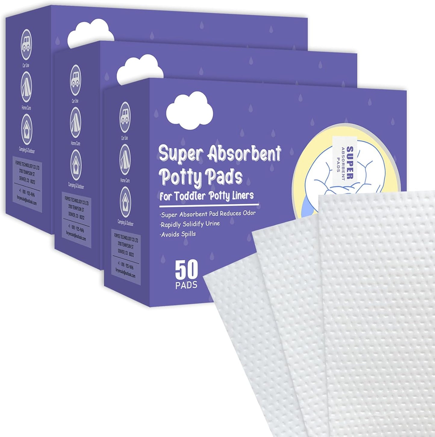 50 Packs Super Absorbent Urine Pads Portable Child Used with Travel Potty Bags Disposable Liners for Toddlers, Toilet Seat for Kids Pee Training