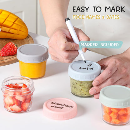 VITEVER 12 Pack Glass Baby Food Storage Containers - 8 oz Baby Food Storage Jars With Lids, Baby Food Maker, Microwave, Dishwasher & Freezer Safe