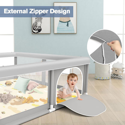 Large Baby Playpen for Babies and Toddlers, Playpen 74×50, Large Baby Play Yards Indoor & Outdoor, Sturdy Safety Baby Play Pen with Soft Breathable Mesh, Toddlers Activity Center with Anti-Slip Base