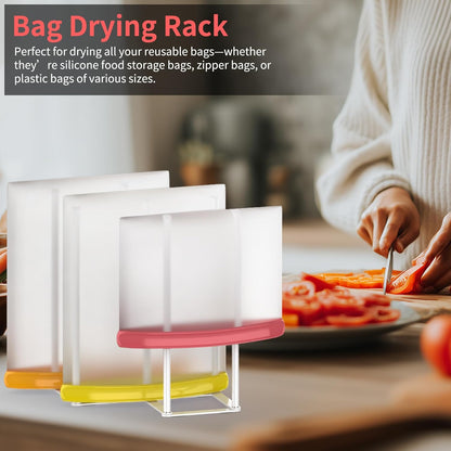 Collapsible Bottle Drying Rack, Baby Bottle Drying Rack, Foldable Cup Draining Holder, Retractable Reusable Silicone Bag Dryer with Non-Slip Bottom - Stainless Steel (Black)