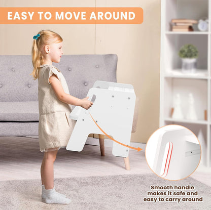 Toddler Step Stool, Wooden Height-Adjustable 2-Step Stool for Kids, Potty Training Stool with Handles for Bathroom Sink, Kitchen, Bedroom