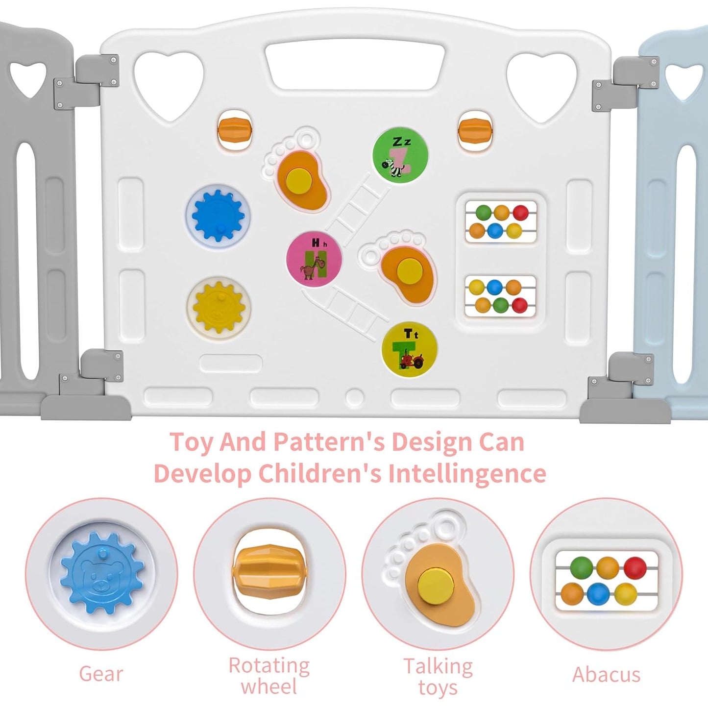 Baby Playpen Kids Activity Centre Safety Play Yard Home Indoor Outdoor New Pen (Multicolour) (White) (Macarons Classic Set 14 Panel)