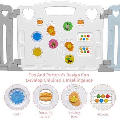Baby Playpen Kids Activity Centre Safety Play Yard Home Indoor Outdoor New Pen (Multicolour) (White) (Macarons Classic Set 14 Panel)