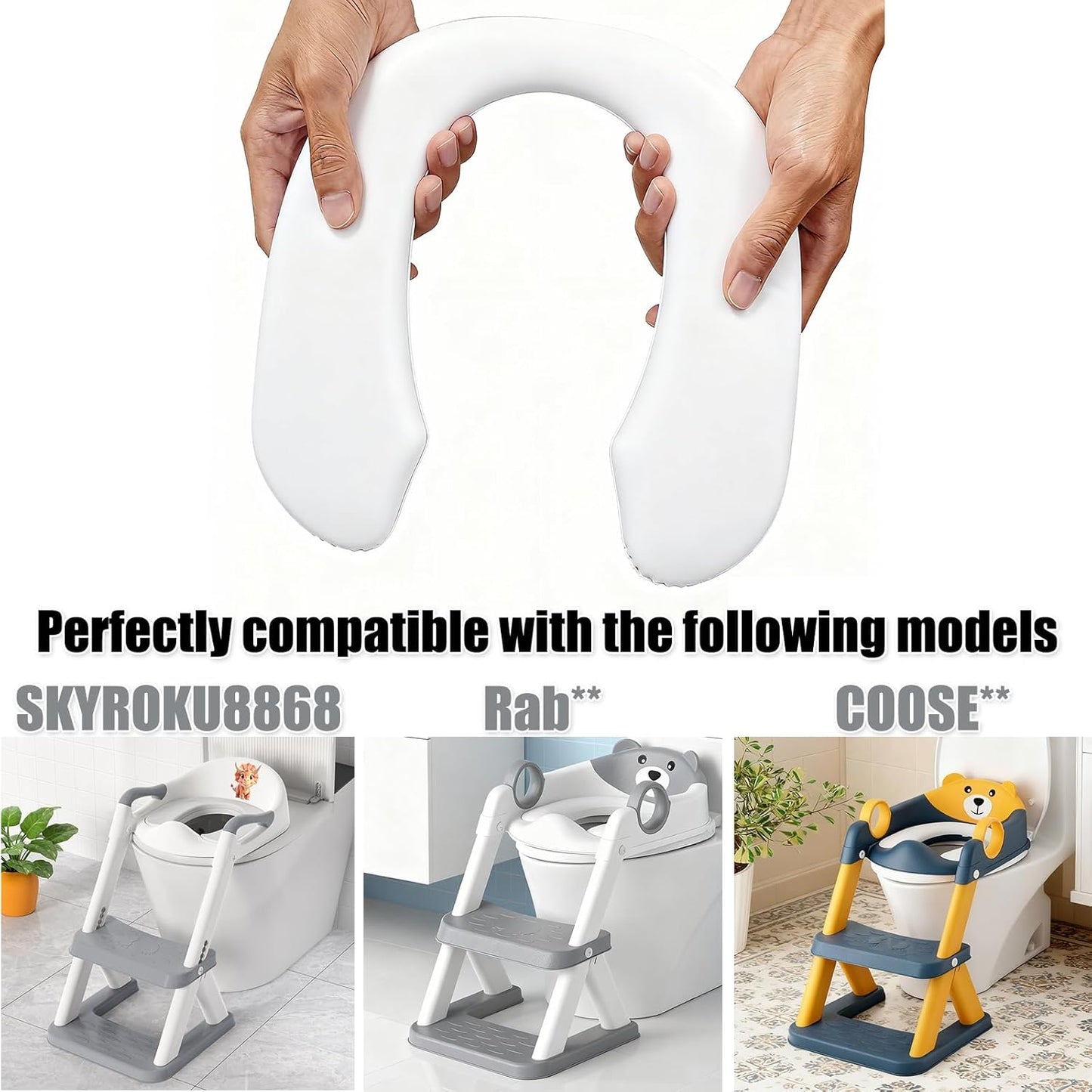 SKYROKU Potty Seat Cushion Replacement - 0.78 inch Thick Soft Padded Toilet Training Seat Cover - Anti-Cold & Comfortable (8838 8839)
