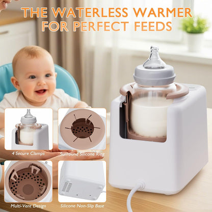 Waterless Baby Bottle Shaker and Warmer, Fast Heating & Automatic Mixing for Formula, Adjustable Temperature, Quiet, Easy to Clean, Fits All Bottles