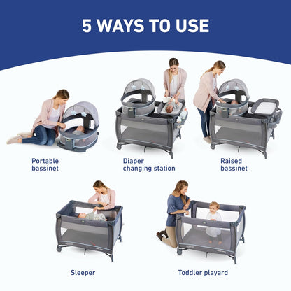 Graco Pack 'n Play Day2Dream Travel Bassinet Playard Features Portable Bassinet Diaper Changer and More (Lo, Lo)