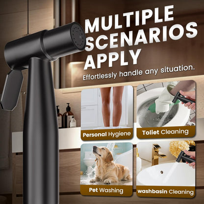 Handheld Bidet Sprayer for Toilet - Adjustable Pressure Stainless Steel Jet Sprayer for Cloth Diaper Cleaning, Feminine Wash & Baby Care, Muslim Shower Hose Kit KPGFWY (Gunmetal Gray)