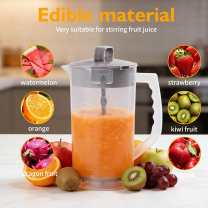 2 Quart/64oz Mixing Pitcher with Adjustable Plunger & Lid - BPA-Free, Drink Container for Juice, Formula, Tea - Wide Mouth, Easy Clean, Vortex Mixing Technolog