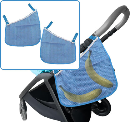 2 Pack Universal Side Sling Stroller Organizer with Mesh Cargo Net,Adjustable and Non-Slip Stroller Storage Bags, Portable Side Sling Stroller Cargo Net for Baby Accessories(Black)