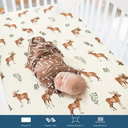 GRSSDER Stretch Ultra Soft Jersey Knit Fitted Pack n Play Playard Sheets Set 2 Pack，Fits Portable/Mini Cribs Sheets, Playards Mattress Pads, Stylish Watercolor Animals for Baby, Mint Green