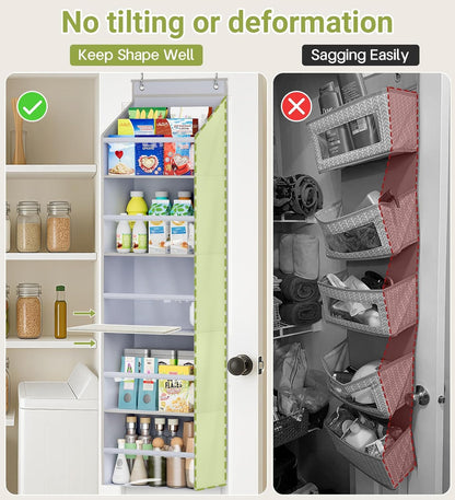 AOODA 2 Pack Over the Door Organizer, Large Capacity Closet Door Hanging Organizer, Clear Deep Pockets Baby Storage for Nursery, Bathroom, Bedroom, Pantry, Diapers (Light Yellow)