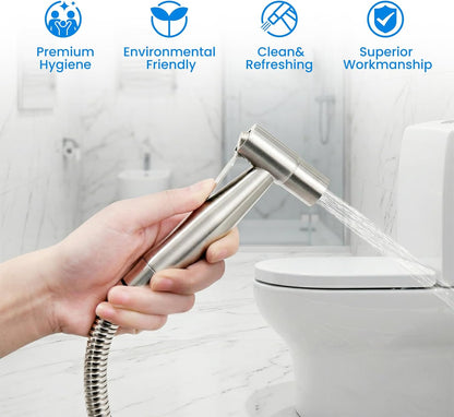 Arofa Handheld Toilet Bidet Sprayer for Toilet-Adjustable Water Pressure Control with Bidet Hose for Feminine Wash, Stainless Steel Brushed Nickel Bidet Faucet Cloth Diaper for Baby Wash