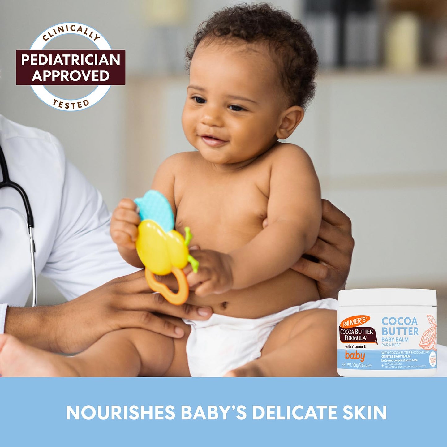 Palmer's Baby Balm, Cocoa Butter Formula Hydrating Baby Cream, 3.5 Oz, Nourishing Dry Skin, Eczema, Cradle Cap & Diaper Rash Cream, Hypoallergenic, 48Hr Moisture, Dermatologist Tested Essentials
