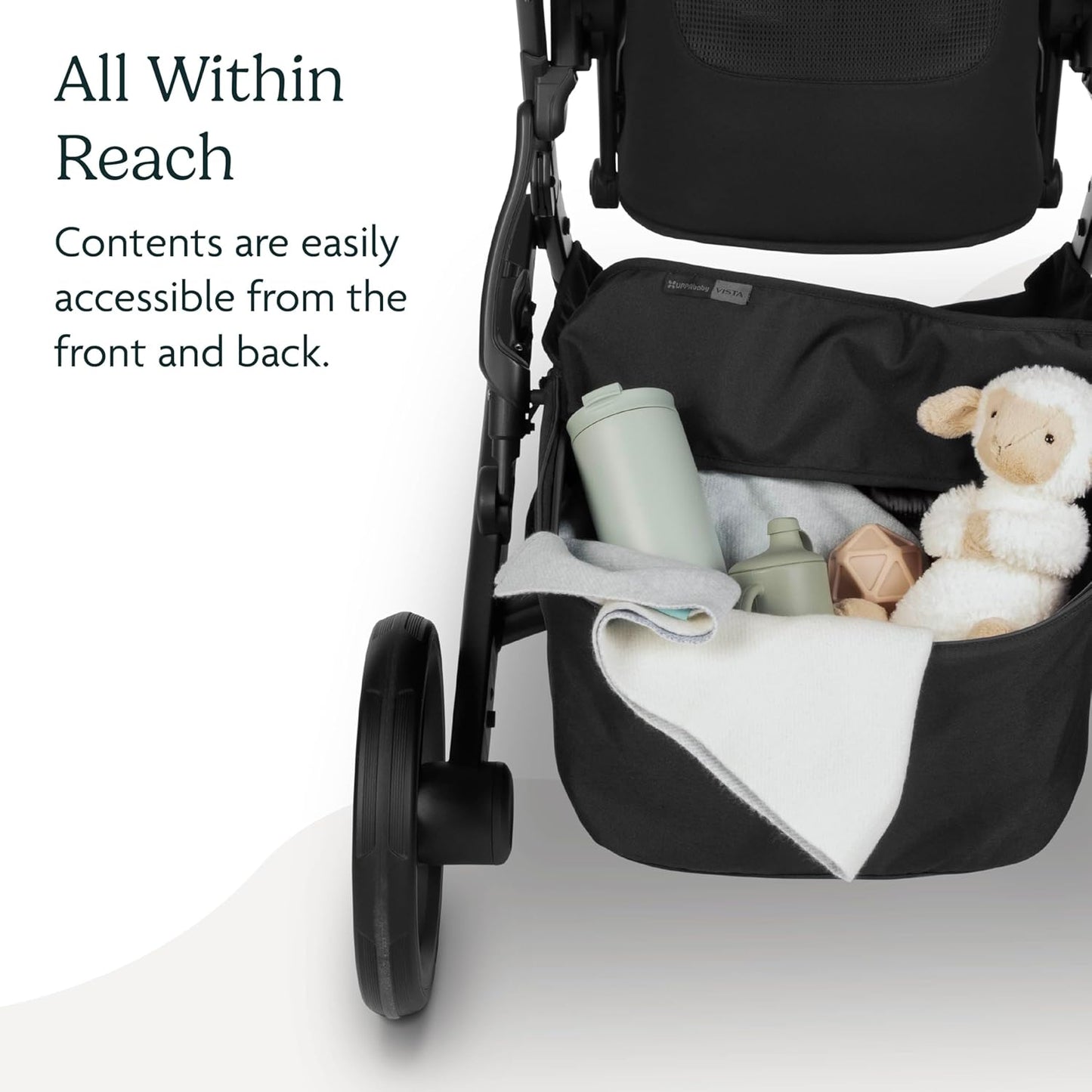 UPPAbaby Basket Cover for Vista V2 and Vista V3 Strollers - Protects and Conceals Belongings - Easy Attachment and Access - Water-Resistant Material