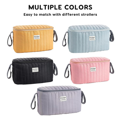 SONARIN Multifunctional Waterproof Pram Buggy Bag Organiser,Portable Lightweight Baby Stroller Bag Organizer Pushchair Storage Bag,Universal Fit All Buggy(Pink)