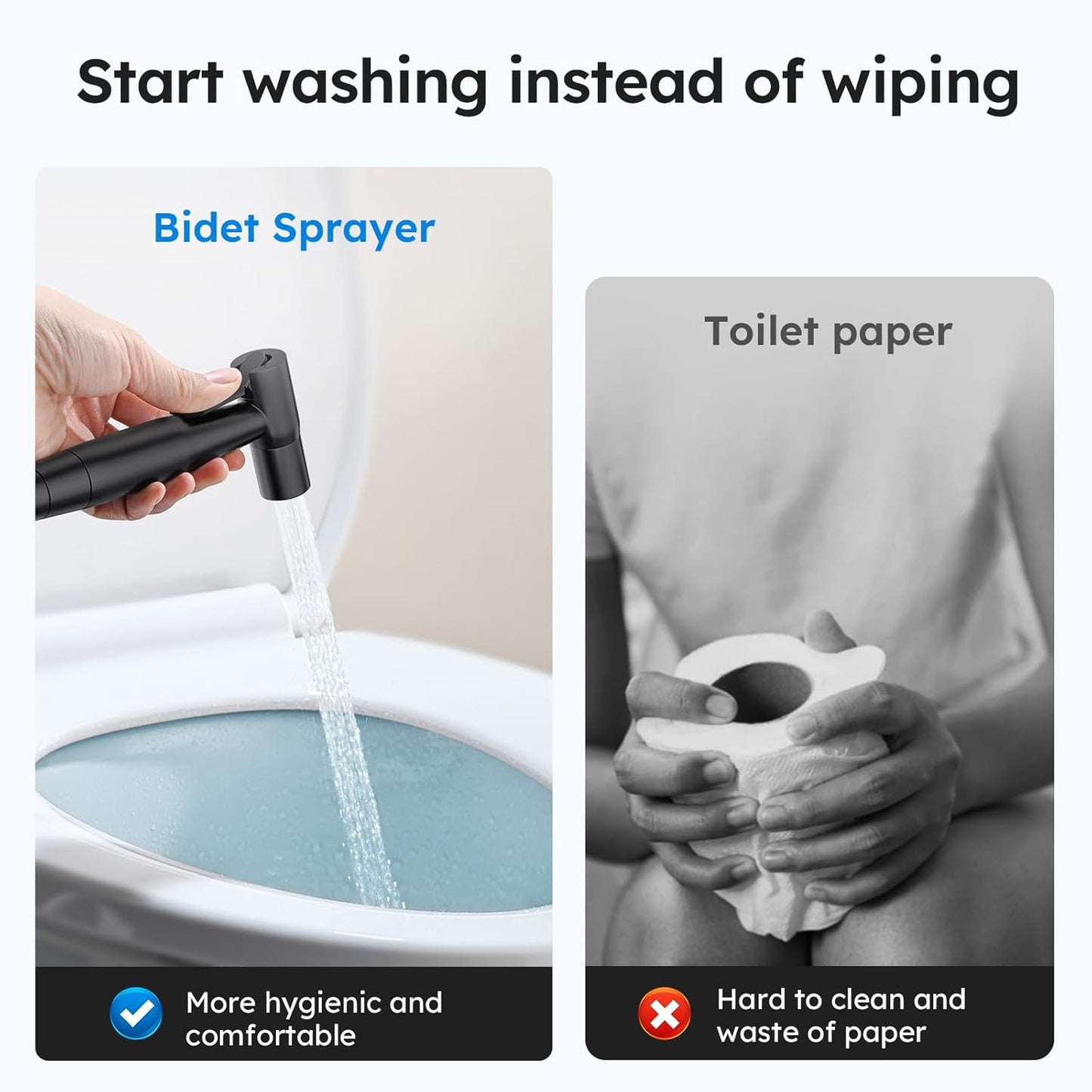 Arofa Handheld Bidet Sprayer for Toilet - 2 Pack Bidets Faucet for Existing Toilets Cloth Diaper Jet Sprayer, Stainless Steel Muslim Shower with Bidet Hose for Feminine Wash