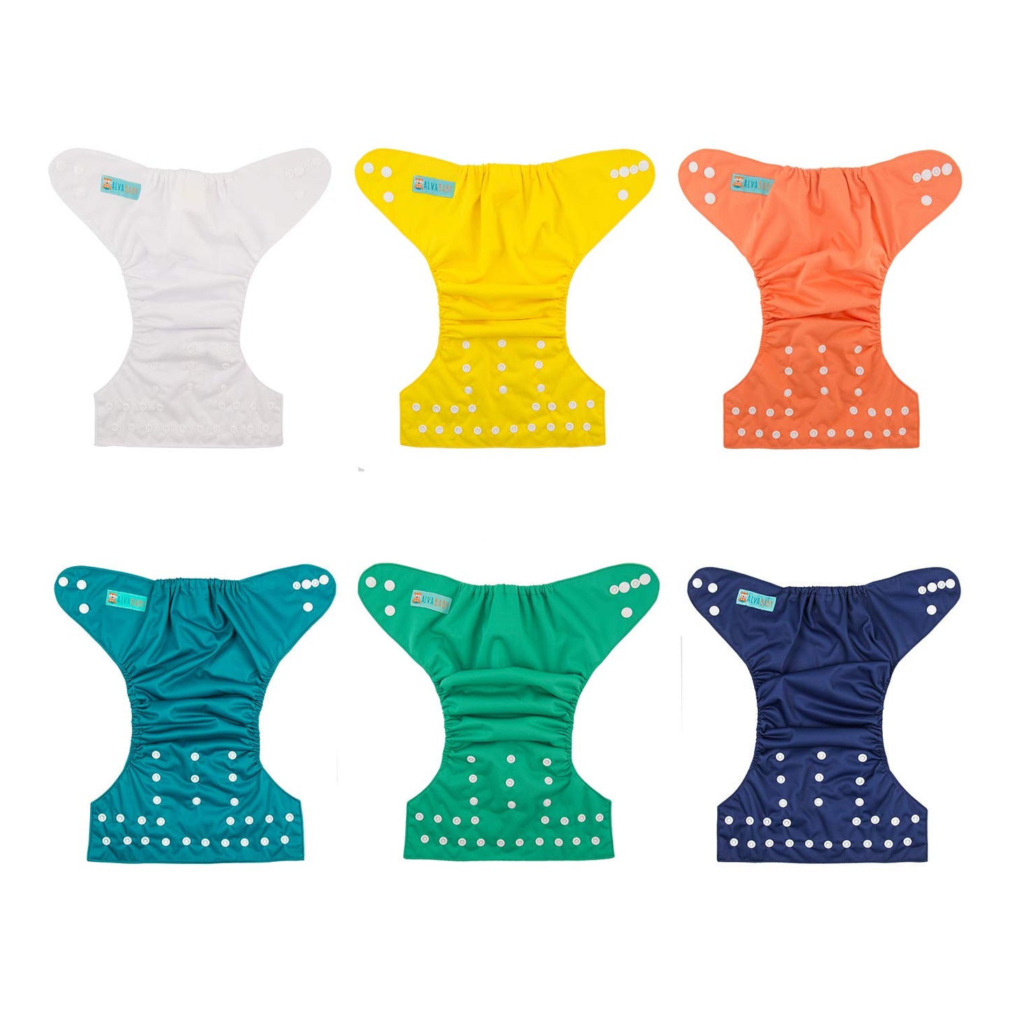 ALVABABY Baby Cloth Diapers 6 Pack with 12 Inserts Cloth Diaper Covers Adjustable Washable Reusable for Baby Girls and Boys