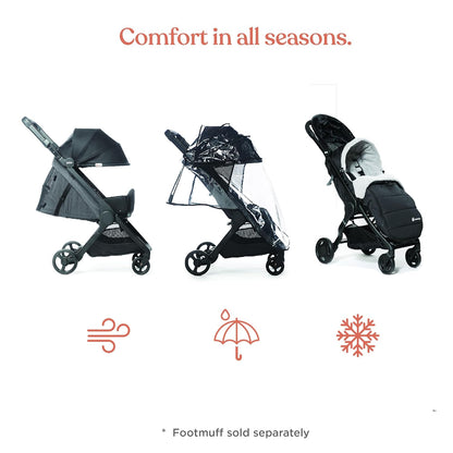 Ergobaby Metro+ Deluxe Compact Baby Stroller, Lightweight Umbrella Stroller Folds Down for Overhead Airplane Storage (Carries up to 50 lbs), Car Seat Compatible, London Grey