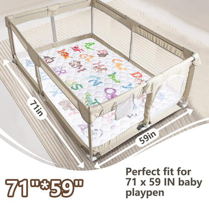 Baby Play Mat, 50x50 Playpen Mat with Super Soft Touch, Activity Mats with Upgraded Anti-Slip Bottom, Machine Washable Crawling Mats for Floor & Picnic (Animal Alphabets)