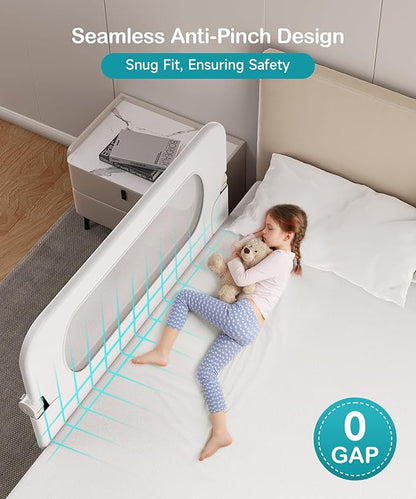 Bed Rail for Toddlers, Baby Bed Rail Guard with U-Shape Base, Height Adjustable & Foldable Toddler Bed Rails for Full Size, Queen, King, Twin (White, 33in)