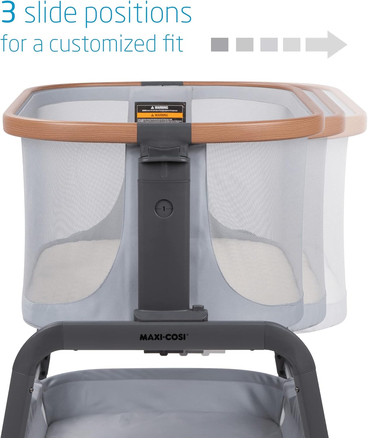 Maxi-Cosi Iora Baby Bassinets Bedside Sleeper, Portable Bassinet, Infant Bedside Sleeper Crib, Height Adjustable, Breathable Mesh, Large Storage Basket, Truffle