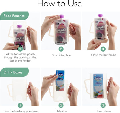 Momcozy Baby Pouch Holder No Squeeze, Baby Food & Juice Box Holder, Mess-Free, Easy Grip for Self-Feeding, BPA-Free & DEHP-Free, Must-Have for Babies, Green