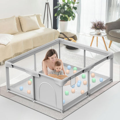 besuhot Large Baby Playpen 79x79 Inch, Playpens for Babies and Toddlers, Indoor & Outdoor Extra Large Kids Activity Center, Baby Play Yard with Zipper Gates.