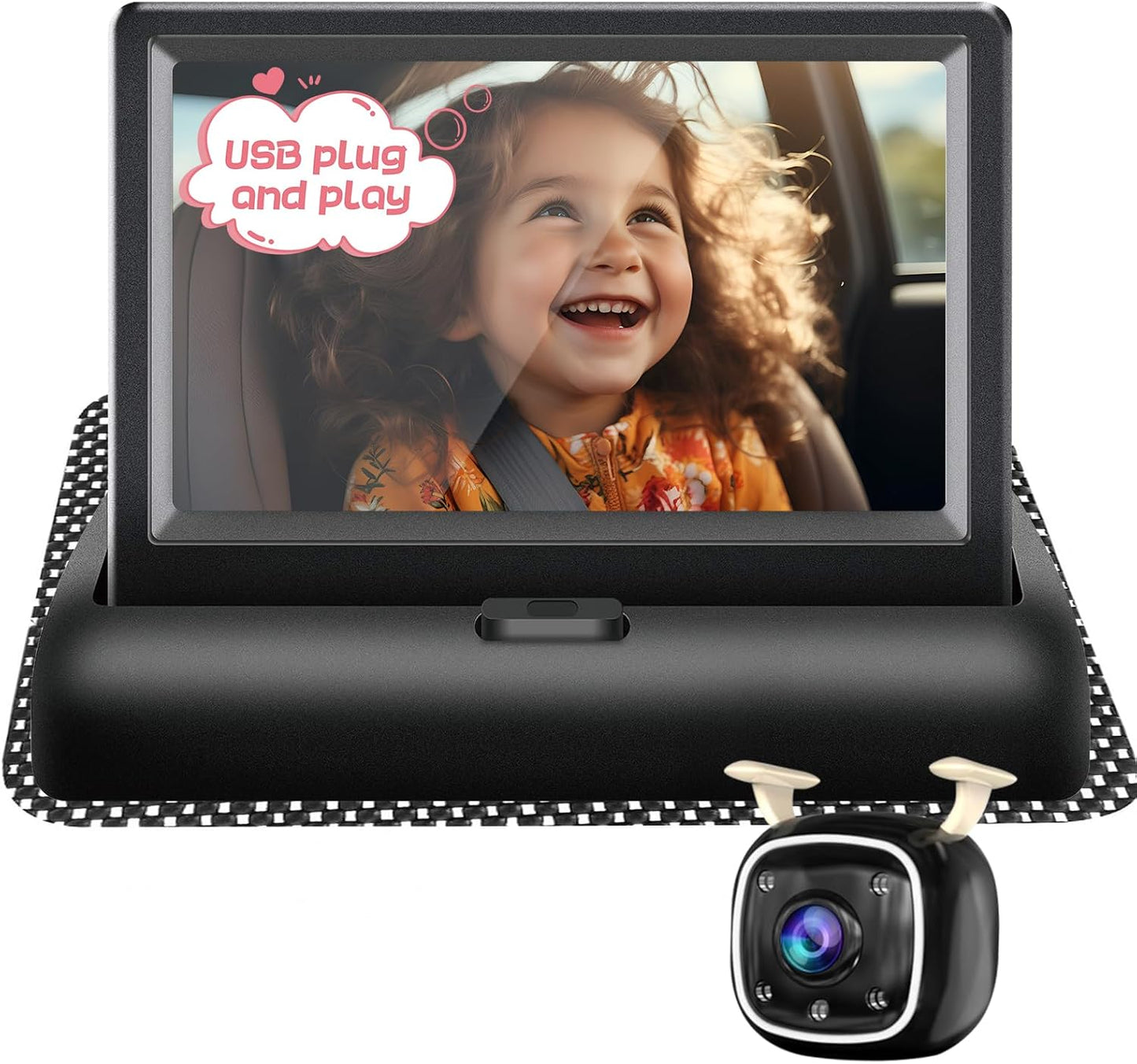 B1 Baby Car Camera with 4.3'' Monitor, USB Powered Rear Facing Seat Camera, HD 1080P Night Vision, 150° Wide Angle, Easy Installation, Safe & Portable Baby Monitor